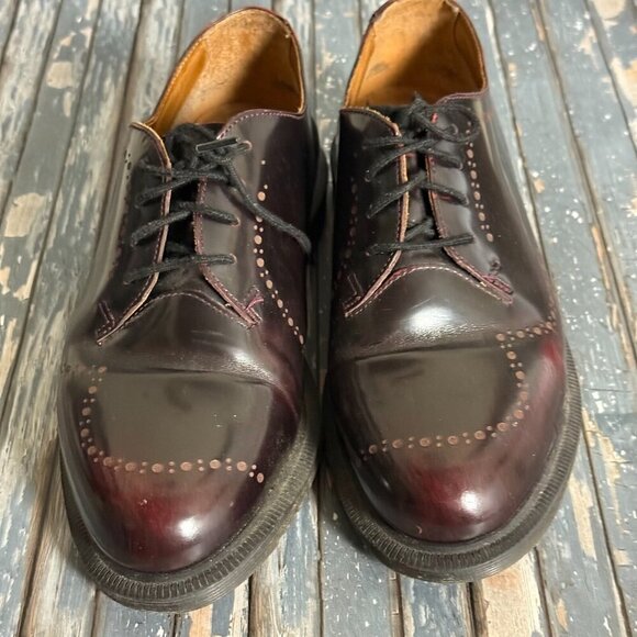 Dr Martens Charlotte Oxford Shoes Mens 9 Burgundy Leather Comfort Office